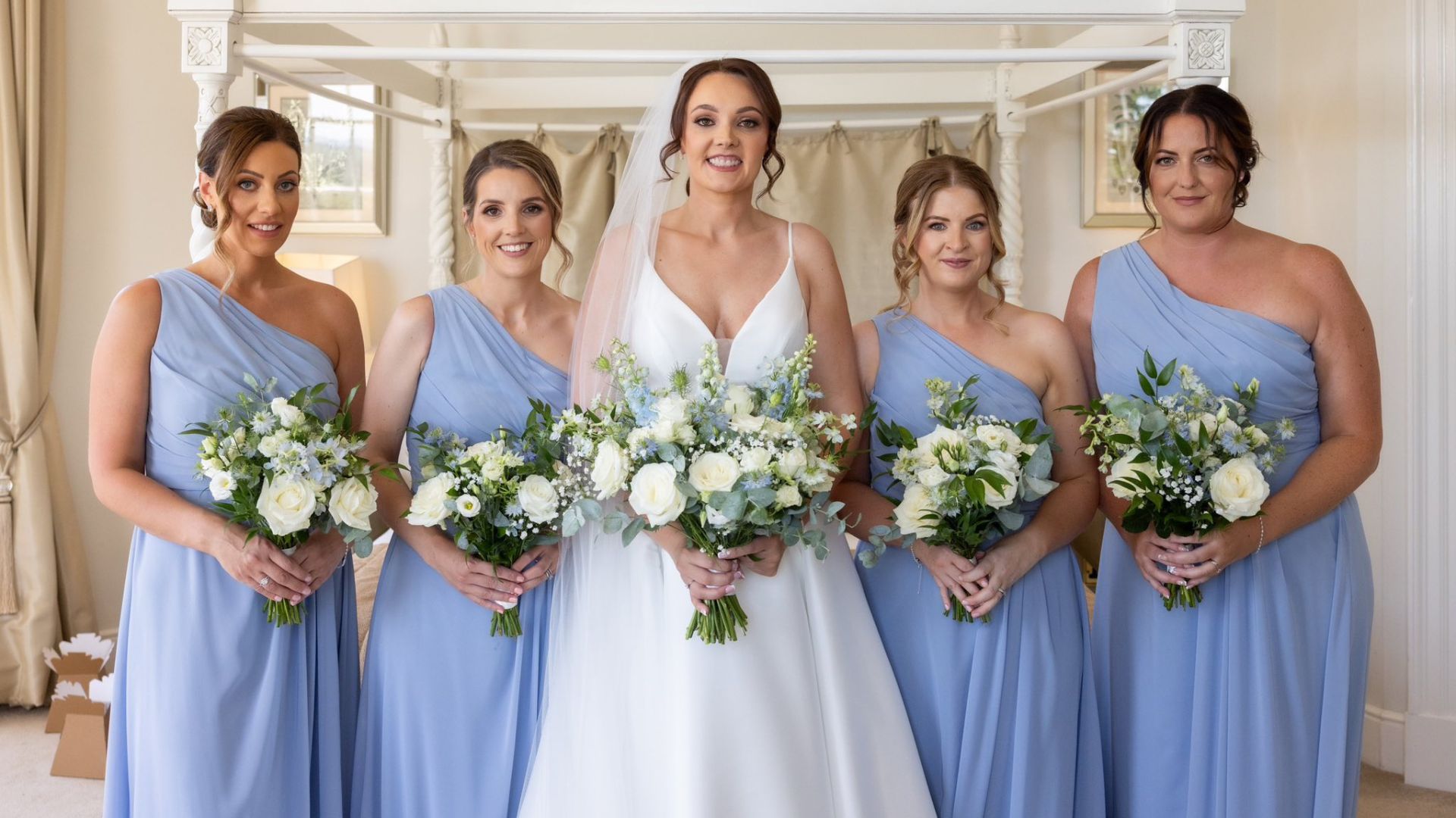 Bourton Hall Bridesmaids dusty blue and white
