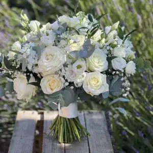 White & eucalyptus wedding bouquet